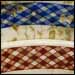 Plaid pattern in blue and brown (Underglaze Print Pattern #6051).