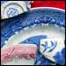 Willow (Underglaze Print Pattern #7007) in pink and blue with the Carr shield backstamp.